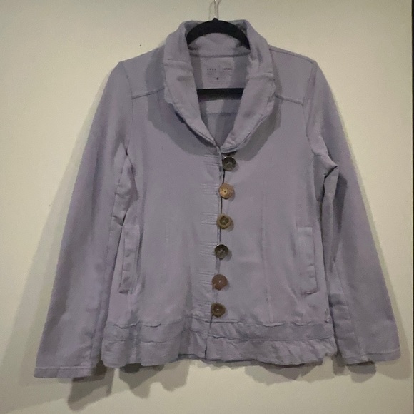 neon buddha Jackets & Blazers - Neon Buddha blue jacket. Size small. Ruffle detail at the bottom with pockets.